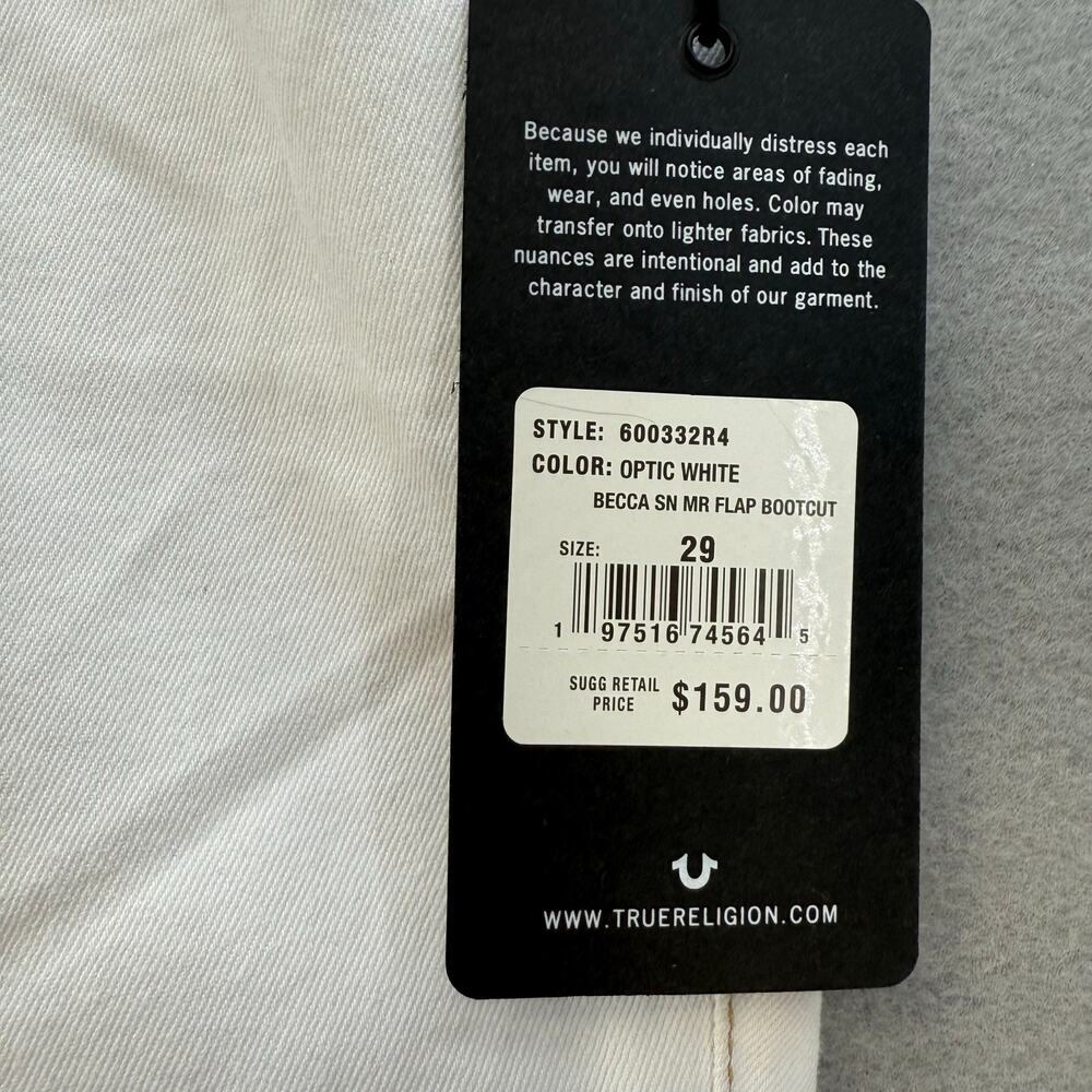 True Religion Jeans Women's 29 (8) Optic White Becca Mid Rise Bootcut Western - Picture 9 of 16